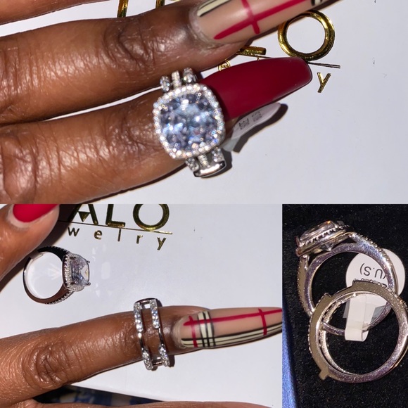 ITalo jewelry 2 wedding sets silver Cushion halo cut 5.86 carats and Round cut - Picture 4 of 12